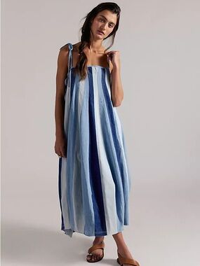 FREE PEOPLE LATTA DENIM MIDI DRESS NWT SIZE S